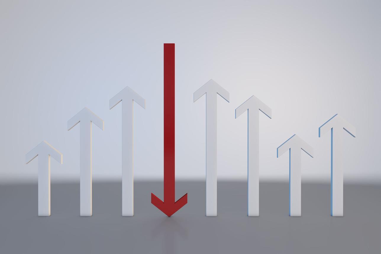 Abstract visual of elements moving in different directions, illustrating lack of alignment.